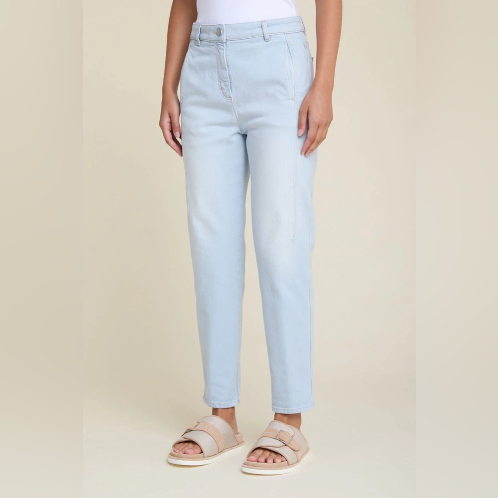 Peserico Slim jeans with maxi dart in bleach washed comfort denim sz 6